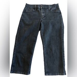 NYDJ Washed Black Denim Jeans Lift Tuck Technology Mid Rise Cropped Size 6 31x20